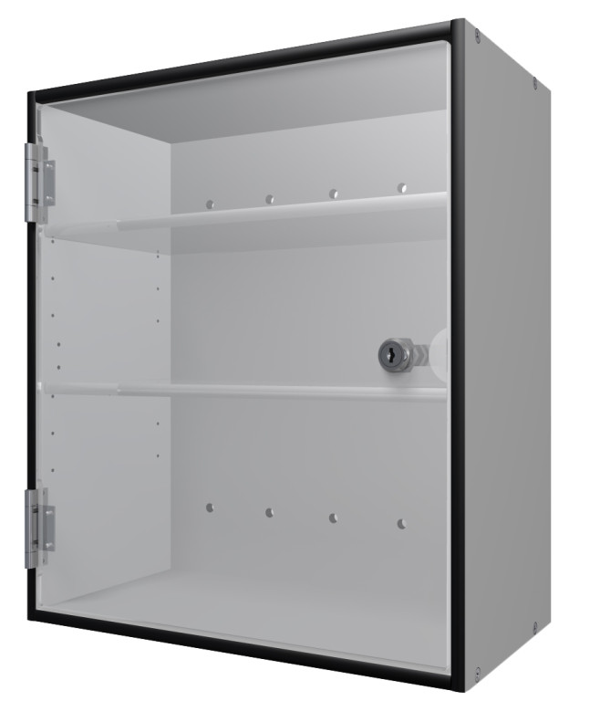 Armoire à Pharmacie Murale Grande Capacité - Plastique Brillant 7 Compartiments Serrure Sécurité Clé Croix Verte